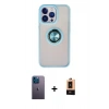 MARSİLYAN™- iPhone 13 Pro Max Kılıf Yörünge Çizgi - Şeffaf Maxco Cam Ekran Koruyucu + Neon Fosforlu Kamera Lens - MI