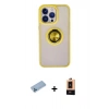 MARSİLYAN™- iPhone 13 Pro Max Kılıf Yörünge Çizgi - Şeffaf Maxco Cam Ekran Koruyucu + Shine Kamera Lens Koruma Cam - MI