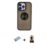 MARSİLYAN™- iPhone 13 Pro Max Kılıf Yörünge Çizgi - Şeffaf Maxco Cam Ekran Koruyucu + Shine Kamera Lens Koruma Cam - MI