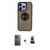 MARSİLYAN™- iPhone 13 Pro Max Kılıf Yörünge Çizgi - Şeffaf Maxco Cam Ekran Koruyucu + Neon Fosforlu Kamera Lens - YL