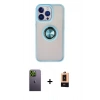 MARSİLYAN™- iPhone 13 Pro Max Kılıf Yörünge Çizgi - Şeffaf Maxco Cam Ekran Koruyucu + Neon Fosforlu Kamera Lens - YL
