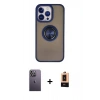 MARSİLYAN™- iPhone 13 Pro Max Kılıf Yörünge Çizgi - Şeffaf Maxco Cam Ekran Koruyucu + Neon Fosforlu Kamera Lens - BZ