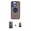 MARSİLYAN™- iPhone 13 Pro Max Kılıf Yörünge Çizgi - Şeffaf Maxco Cam Ekran Koruyucu + Neon Fosforlu Kamera Lens - YL