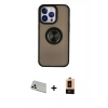 MARSİLYAN™- iPhone 13 Pro Max Kılıf Yörünge Çizgi - Şeffaf Maxco Cam Ekran Koruyucu + Rainbow Kamera Lens Koruma Cam - BZ