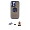 MARSİLYAN™- iPhone 13 Pro Max Kılıf Yörünge Çizgi - Şeffaf Maxco Cam Ekran Koruyucu + Renkli Kamera Lens Koruma Cam - SI