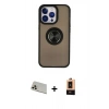MARSİLYAN™- iPhone 13 Pro Max Kılıf Yörünge Çizgi - Şeffaf Maxco Cam Ekran Koruyucu + Rose Gold Rainbow Kamera Lens Koruma Cam