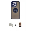 MARSİLYAN™- iPhone 13 Pro Max Kılıf Yörünge Çizgi - Şeffaf Maxco Cam Ekran Koruyucu + Rose Gold Rainbow Kamera Lens Koruma Cam
