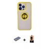 MARSİLYAN™- iPhone 13 Pro Max Kılıf Yörünge Çizgi - Şeffaf Maxco Cam Ekran Koruyucu + Renkli Kamera Lens Koruma Cam - SI