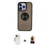 MARSİLYAN™- iPhone 13 Pro Max Kılıf Yörünge Çizgi - Şeffaf Maxco Cam Ekran Koruyucu + Shine Kamera Lens - GD