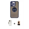 MARSİLYAN™- iPhone 13 Pro Max Kılıf Yörünge Çizgi - Şeffaf Maxco Cam Ekran Koruyucu + Shine Kamera Lens - GD