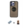 MARSİLYAN™- iPhone 13 Pro Max Kılıf Yörünge Çizgi - Şeffaf Maxco Cam Ekran Koruyucu + Shine Kamera Lens Koruma Cam - GI