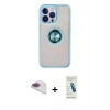 MARSİLYAN™- iPhone 13 Pro Max Kılıf Yörünge Çizgi - Şeffaf Pasifik Cam Ekran Koruyucu + Pers Alüminyum Kamera Lens - GI