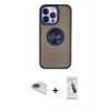 MARSİLYAN™- iPhone 13 Pro Max Kılıf Yörünge Çizgi - Şeffaf Pasifik Cam Ekran Koruyucu + Pers Alüminyum Kamera Lens - GI