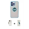 MARSİLYAN™- iPhone 13 Pro Max Kılıf Yörünge Çizgi - Şeffaf Pasifik Cam Ekran Koruyucu + Shine Kamera Lens - GD