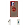 MARSİLYAN™- iPhone 13 Pro Max Kılıf Yörünge Çizgi - Şeffaf Pasifik Cam Ekran Koruyucu + Shine Kamera Lens - GD