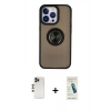 MARSİLYAN™- iPhone 13 Pro Max Kılıf Yörünge Çizgi - Şeffaf Pasifik Cam Ekran Koruyucu + Shine Kamera Lens - GD