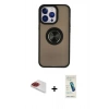 MARSİLYAN™- iPhone 13 Pro Max Kılıf Yörünge Çizgi - Şeffaf Pasifik Cam Ekran Koruyucu + Pers Alüminyum Kamera Lens - KI