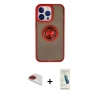 MARSİLYAN™- iPhone 13 Pro Max Kılıf Yörünge Çizgi - Şeffaf Pasifik Cam Ekran Koruyucu + Pers Alüminyum Kamera Lens - KI
