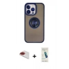 MARSİLYAN™- iPhone 13 Pro Max Kılıf Yörünge Çizgi - Şeffaf Pasifik Cam Ekran Koruyucu + Pers Alüminyum Kamera Lens - KI