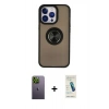 MARSİLYAN™- iPhone 13 Pro Max Kılıf Yörünge Çizgi - Şeffaf Pasifik Cam Ekran Koruyucu + Neon Fosforlu Kamera Lens - YL