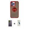 MARSİLYAN™- iPhone 13 Pro Max Kılıf Yörünge Çizgi - Şeffaf Pasifik Cam Ekran Koruyucu + Neon Fosforlu Kamera Lens - YL