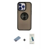 MARSİLYAN™- iPhone 13 Pro Max Kılıf Yörünge Çizgi - Şeffaf Pasifik Cam Ekran Koruyucu + Shine Kamera Lens Koruma Cam - PE