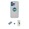 MARSİLYAN™- iPhone 13 Pro Max Kılıf Yörünge Çizgi - Şeffaf Pasifik Cam Ekran Koruyucu + Shine Kamera Lens Koruma Cam - PE
