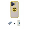 MARSİLYAN™- iPhone 13 Pro Max Kılıf Yörünge Çizgi - Şeffaf Pasifik Cam Ekran Koruyucu + Shine Kamera Lens Koruma Cam - PE