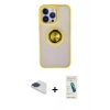 MARSİLYAN™- iPhone 13 Pro Max Kılıf Yörünge Çizgi - Şeffaf Pasifik Cam Ekran Koruyucu + Pers Alüminyum Kamera Lens - LT