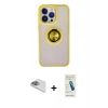 MARSİLYAN™- iPhone 13 Pro Max Kılıf Yörünge Çizgi - Şeffaf Pasifik Cam Ekran Koruyucu + Pers Alüminyum Kamera Lens - SABE