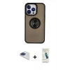 MARSİLYAN™- iPhone 13 Pro Max Kılıf Yörünge Çizgi - Şeffaf Pasifik Cam Ekran Koruyucu + Pers Alüminyum Kamera Lens - LT
