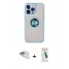MARSİLYAN™- iPhone 13 Pro Max Kılıf Yörünge Çizgi - Şeffaf Pasifik Cam Ekran Koruyucu + Pers Alüminyum Kamera Lens - SABE