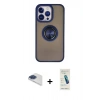 MARSİLYAN™- iPhone 13 Pro Max Kılıf Yörünge Çizgi - Şeffaf Pasifik Cam Ekran Koruyucu + Pers Alüminyum Kamera Lens - LT