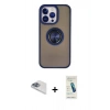 MARSİLYAN™- iPhone 13 Pro Max Kılıf Yörünge Çizgi - Şeffaf Pasifik Cam Ekran Koruyucu + Pers Alüminyum Kamera Lens - SABE