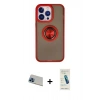 MARSİLYAN™- iPhone 13 Pro Max Kılıf Yörünge Çizgi - Şeffaf Pasifik Cam Ekran Koruyucu + Rainbow Kamera Lens Koruma Cam - MI