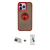 MARSİLYAN™- iPhone 13 Pro Max Kılıf Yörünge Çizgi - Şeffaf Pasifik Cam Ekran Koruyucu + Rainbow Kamera Lens Koruma Cam - KI