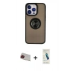 MARSİLYAN™- iPhone 13 Pro Max Kılıf Yörünge Çizgi - Şeffaf Pasifik Cam Ekran Koruyucu + Rainbow Kamera Lens Koruma Cam - KI