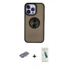 MARSİLYAN™- iPhone 13 Pro Max Kılıf Yörünge Çizgi - Şeffaf Pasifik Cam Ekran Koruyucu + Renkli Kamera Lens Koruma Cam - TU