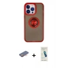 MARSİLYAN™- iPhone 13 Pro Max Kılıf Yörünge Çizgi - Şeffaf Pasifik Cam Ekran Koruyucu + Renkli Kamera Lens Koruma Cam - TU