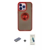 MARSİLYAN™- iPhone 13 Pro Max Kılıf Yörünge Çizgi - Şeffaf Pasifik Cam Ekran Koruyucu + Renkli Kamera Lens Koruma Cam - SI