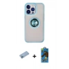 MARSİLYAN™- iPhone 13 Pro Max Kılıf Yörünge Çizgi - Siyah 18D Cam Ekran Koruyucu + Shine Kamera Lens Koruma Cam - MI