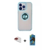 MARSİLYAN™- iPhone 13 Pro Max Kılıf Yörünge Çizgi - Siyah 18D Cam Ekran Koruyucu + Pers Alüminyum Kamera Lens - KI