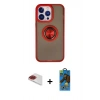 MARSİLYAN™- iPhone 13 Pro Max Kılıf Yörünge Çizgi - Siyah 18D Cam Ekran Koruyucu + Pers Alüminyum Kamera Lens - KI