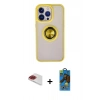 MARSİLYAN™- iPhone 13 Pro Max Kılıf Yörünge Çizgi - Siyah 18D Cam Ekran Koruyucu + Pers Alüminyum Kamera Lens - KI