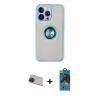 MARSİLYAN™- iPhone 13 Pro Max Kılıf Yörünge Çizgi - Siyah 18D Cam Ekran Koruyucu + Rainbow Kamera Lens Koruma Cam - KI