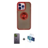 MARSİLYAN™- iPhone 13 Pro Max Kılıf Yörünge Çizgi - Siyah 3D Antistatik Cam Ekran Koruyucu + Neon Fosforlu Kamera Lens - YL