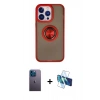MARSİLYAN™- iPhone 13 Pro Max Kılıf Yörünge Çizgi - Siyah 3D Antistatik Cam Ekran Koruyucu + Neon Fosforlu Kamera Lens - MI
