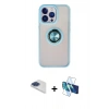 MARSİLYAN™- iPhone 13 Pro Max Kılıf Yörünge Çizgi - Siyah 3D Antistatik Cam Ekran Koruyucu + Pers Alüminyum Kamera Lens - LT