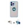 MARSİLYAN™- iPhone 13 Pro Max Kılıf Yörünge Çizgi - Siyah 3D Antistatik Cam Ekran Koruyucu + Pers Alüminyum Kamera Lens - GD