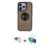 MARSİLYAN™- iPhone 13 Pro Max Kılıf Yörünge Çizgi - Siyah 3D Antistatik Cam Ekran Koruyucu + Pers Alüminyum Kamera Lens - LT